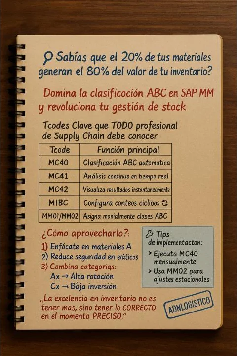 ¿Sabías que el 20% de tus materiales generan el 80% del valor de tu inventario? ¡Domina la clasificación ABC en SAP MM y transforma tu gesti